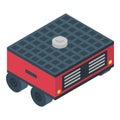 Solar panel farming robot icon, isometric style