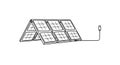 Solar panel folding portable charger line icon with four modules and USB cable on white featuring Royalty Free Stock Photo