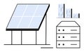 Solar Panel with Graphical Data and Server, Representing Renewable Energy and Technology Royalty Free Stock Photo