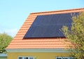 Solar panel on House Roof with Red Tiles Royalty Free Stock Photo