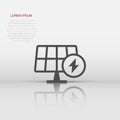 Solar panel icon in flat style. Ecology energy vector illustration on white isolated background. Electrician sign business concept Royalty Free Stock Photo