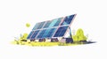 A solar panel illustration isolated on a white background, designed for clean energy representation. Royalty Free Stock Photo