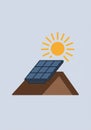 Solar panel illustration with a sun icon positioned above it. The panel, consisting of Royalty Free Stock Photo