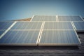 Solar panel installation on asphalt shingles rooftop Royalty Free Stock Photo