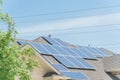 Solar panel installation on asphalt shingles rooftop Royalty Free Stock Photo