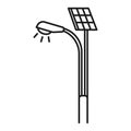 Solar panel lighting system, street lamp, autonomous solution. Energy efficient lantern vector line icon Royalty Free Stock Photo