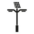 Solar panel lighting system, street lamp, autonomous solution. Energy efficient lantern vector line icon Royalty Free Stock Photo