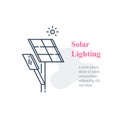 Solar panel lighting system, street lamp, energy efficient lantern, autonomous solution Royalty Free Stock Photo