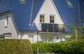 Solar panel in modern balcony of residential home with sunlight reflection. Royalty Free Stock Photo
