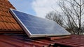 Solar panel mounted on metal roof Royalty Free Stock Photo