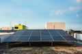 Solar panel, Photovoltaic solar cell eco technology installation on rooftop of building Royalty Free Stock Photo