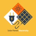 Solar panel and plug, source of energy, flat design illustration Royalty Free Stock Photo