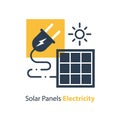 Solar panel and plug, source of energy, flat design illustration Royalty Free Stock Photo