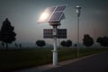 Solar Panel On A Pole With A Street Lamp. Generative AI Royalty Free Stock Photo