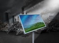 Solar Panel And Pollution Royalty Free Stock Photo