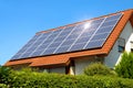 Solar panel on a red roof Royalty Free Stock Photo