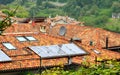 Solar panel on a red roof Royalty Free Stock Photo