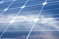 Solar Panel with reflection of sky and white clouds Royalty Free Stock Photo