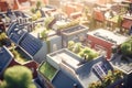 Solar panel on a roof, concept economy generative AI