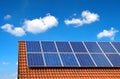 Solar panel on the roof of the house. Royalty Free Stock Photo