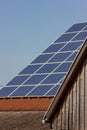 solar panel on rooftop on wooden facade