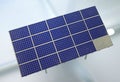 Solar panel set on a stand during exhibition Royalty Free Stock Photo