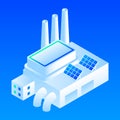 Solar panel smart building icon, isometric style