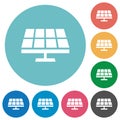 Solar panel solid flat round icons Royalty Free Stock Photo