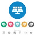 Solar panel solid flat round icons Royalty Free Stock Photo