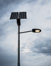 Solar panel on street lamp post