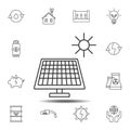 Solar panel and sun icon. Simple thin line, outline vector element of Sustainable Energy icons set for UI and UX, website or