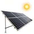 Solar panel and sun isolated on white background Royalty Free Stock Photo