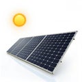 Solar panel and sun isolated on white background Royalty Free Stock Photo