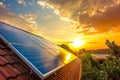 Solar panel system harnessing sun s energy for eco friendly power generation in green buildings Royalty Free Stock Photo