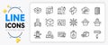 Solar panel, Technical algorithm and Opened box line icons. For web app. Vector Royalty Free Stock Photo