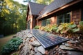 Solar Panel Texture and Details on Rooftop with Sunlight Reflection - Renewable Energy Illustration