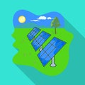 Solar panel vector icon.Flat vector icon isolated on white background solar panel . Royalty Free Stock Photo