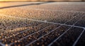 Solar Panel with Water Drop on Sunrise Royalty Free Stock Photo