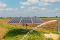 Solar panel for waterpump in agricultural field Royalty Free Stock Photo