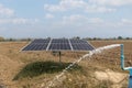 Solar panel for waterpump in agricultural field Royalty Free Stock Photo
