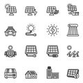 Solar energy, Solar panel icons set.