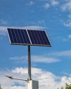 Solar panels above the highway to illuminate the road. Renewable energy with the help of the sun