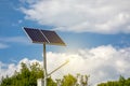 Solar panels above the highway to illuminate the road. Renewable energy with the help of the sun