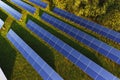 Solar panels aerial view among green trees Royalty Free Stock Photo