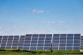 Solar panels against blue sky background Royalty Free Stock Photo