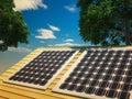 Solar Panels Against The Deep Blue Sky Royalty Free Stock Photo