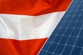 Solar panels against flag Austria background Royalty Free Stock Photo