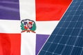 Solar panels against flag Dominican Republic background