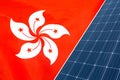 Solar panels against flag Hong Kong background