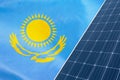Solar panels against flag Kazakhstan background